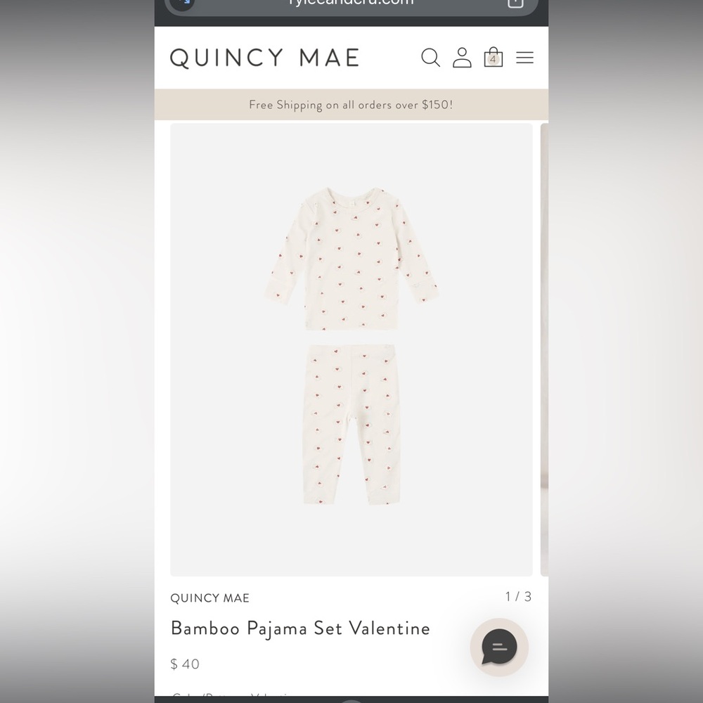 Quincy Mae valentine envelope 2 piece pajama set